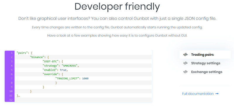 Gunbot Developer Friendly programming view