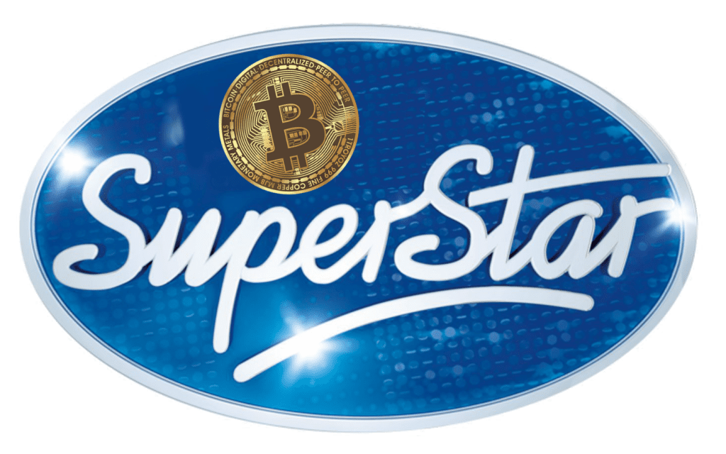 Bitcoin SuperStar logo kleur 1 BTC Crypto